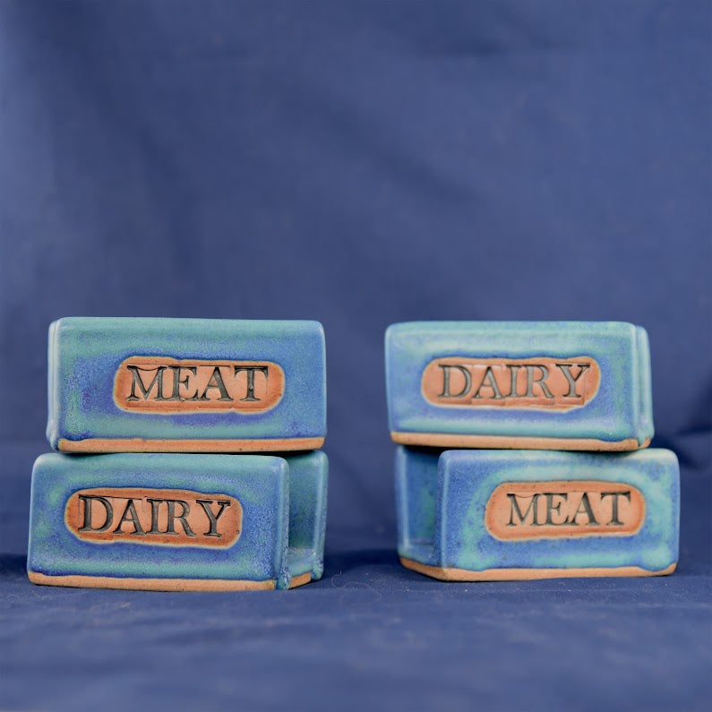 Dairy and Meat Ceramic Sponge Holders by Josh Cohen