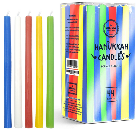 44 Tall Multicolor Hanukkah Candles for All 8 Nights of Chanukah