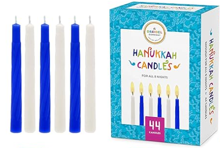 44 White and Blue Hanukkah Candles for All 8 Nights of Chanukah