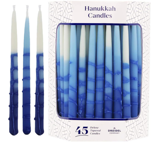 45 Dripless Tapered Pastel Blue and White Hanukkah Candles for All 8 Nights of Hanukkah