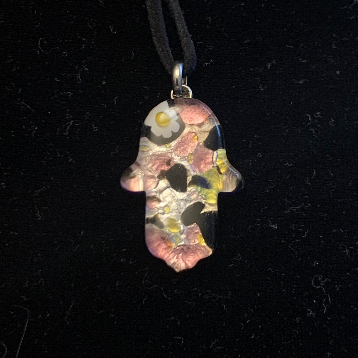 Floral Merino Glass Hamsa